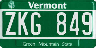 VT license plate ZKG849