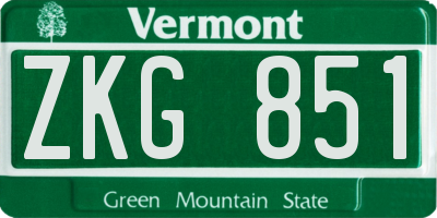 VT license plate ZKG851