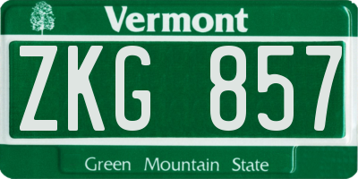 VT license plate ZKG857