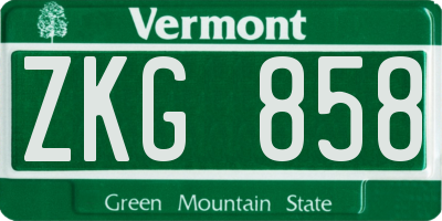 VT license plate ZKG858
