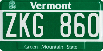 VT license plate ZKG860