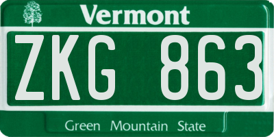VT license plate ZKG863