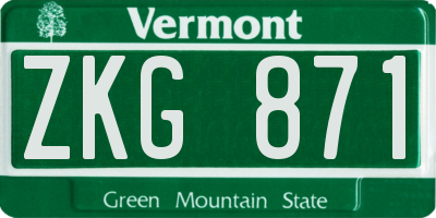 VT license plate ZKG871