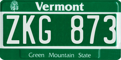 VT license plate ZKG873