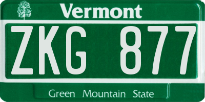 VT license plate ZKG877