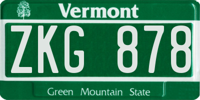 VT license plate ZKG878