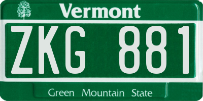 VT license plate ZKG881