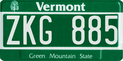 VT license plate ZKG885