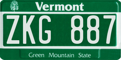 VT license plate ZKG887