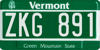 VT license plate ZKG891