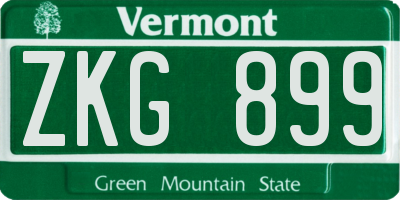 VT license plate ZKG899