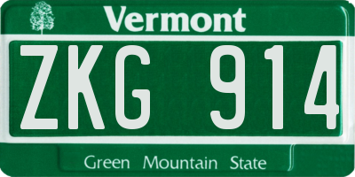 VT license plate ZKG914