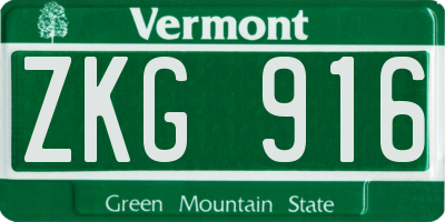VT license plate ZKG916