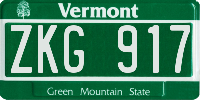 VT license plate ZKG917