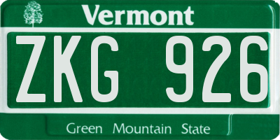 VT license plate ZKG926