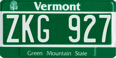 VT license plate ZKG927
