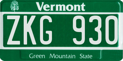 VT license plate ZKG930