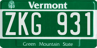 VT license plate ZKG931