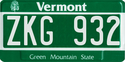 VT license plate ZKG932