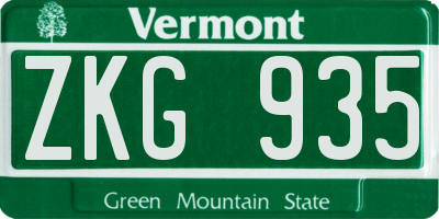 VT license plate ZKG935