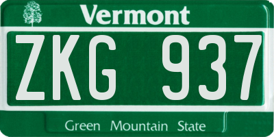 VT license plate ZKG937