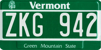 VT license plate ZKG942