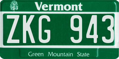 VT license plate ZKG943