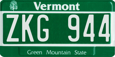 VT license plate ZKG944