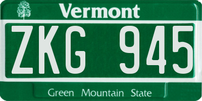 VT license plate ZKG945