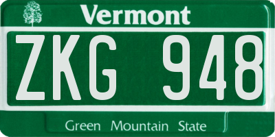 VT license plate ZKG948