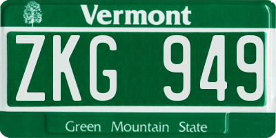 VT license plate ZKG949