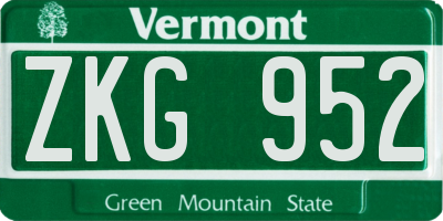 VT license plate ZKG952