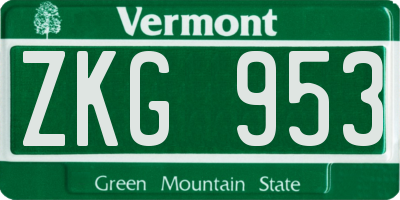 VT license plate ZKG953