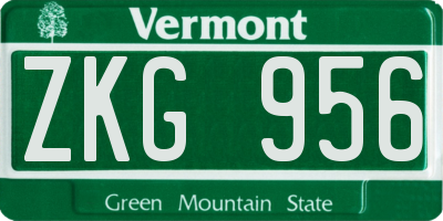 VT license plate ZKG956