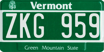 VT license plate ZKG959