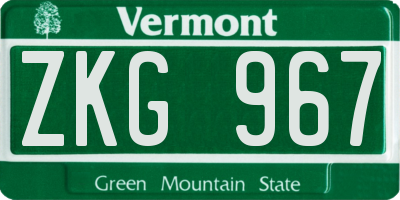 VT license plate ZKG967