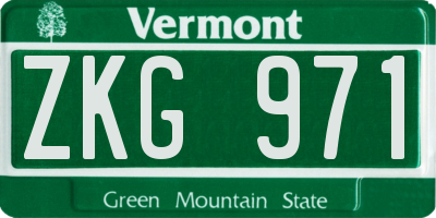 VT license plate ZKG971