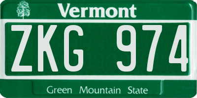 VT license plate ZKG974