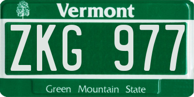 VT license plate ZKG977