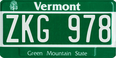VT license plate ZKG978