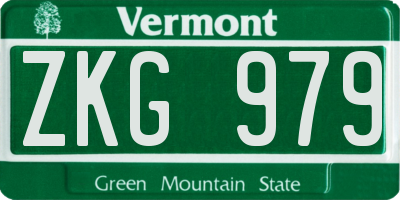 VT license plate ZKG979