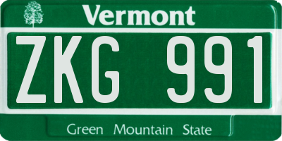 VT license plate ZKG991