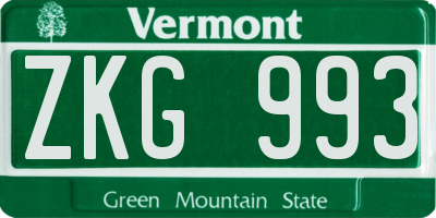 VT license plate ZKG993