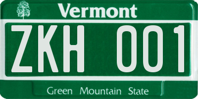 VT license plate ZKH001