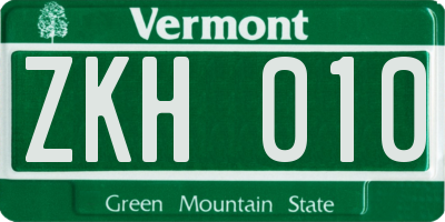 VT license plate ZKH010