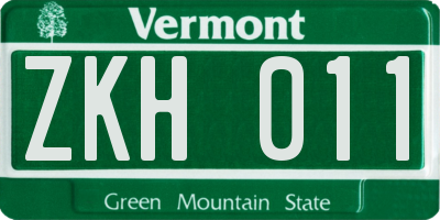 VT license plate ZKH011