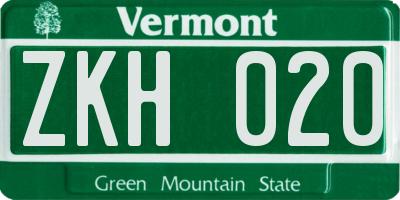 VT license plate ZKH020