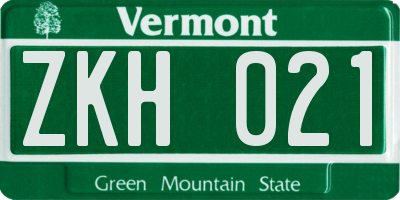 VT license plate ZKH021