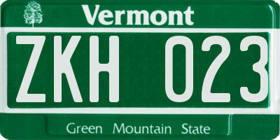 VT license plate ZKH023