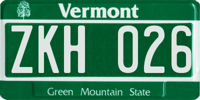 VT license plate ZKH026